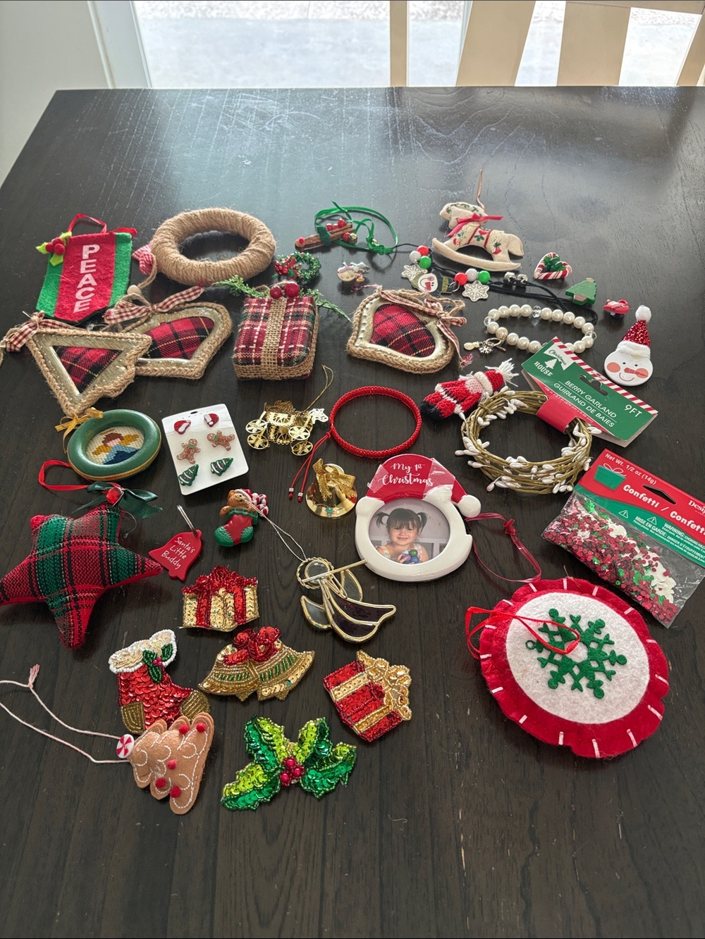Vintage Simplicity Red & Green Plaid and Holiday Ornament Assortment